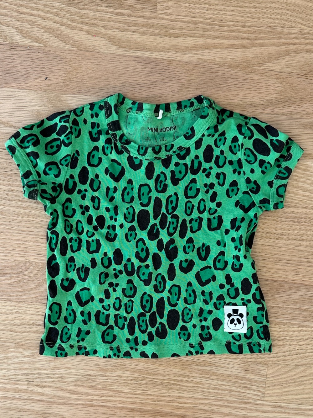 Mini Rodini Green & Black Leopard Print Short Sleeve Tee